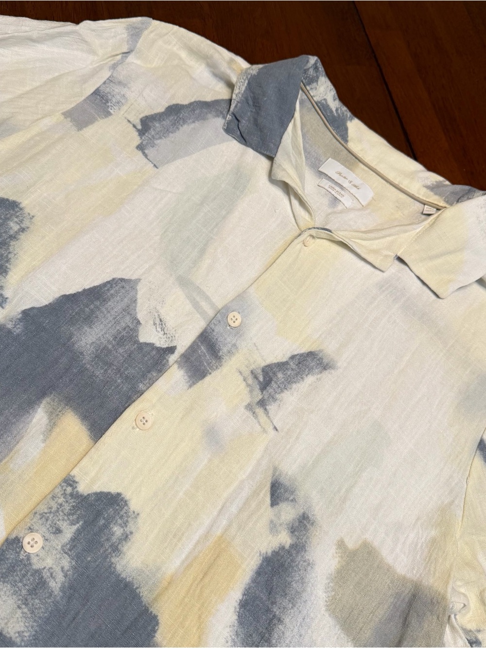 Porter & Ash Linen Blend Button Down Shirt Men’s Large Short Sleeve India